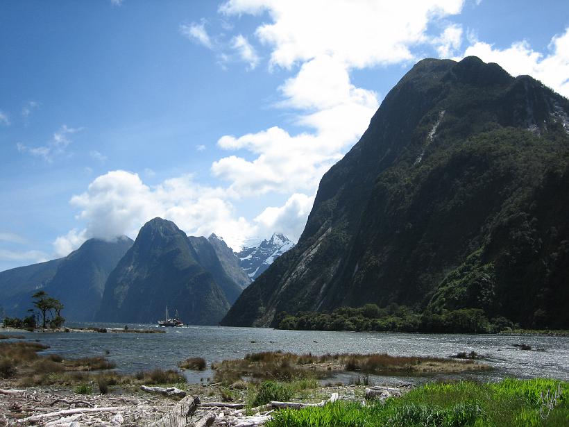 Milford_Sound_STC_2011.JPG - Milford Sound (les néo-Zélandais disent sound pour fjord=Ancienne vallée glacière envahie par la mer)