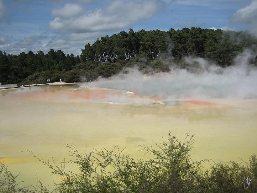 Wai_O_Tapu_IMG_1083.JPG - Les couleurs sont dues aux différents composés chimiques. Jaune=soufre, blanc=silice, vert=arsenic, rouge=oxyde de fer,...